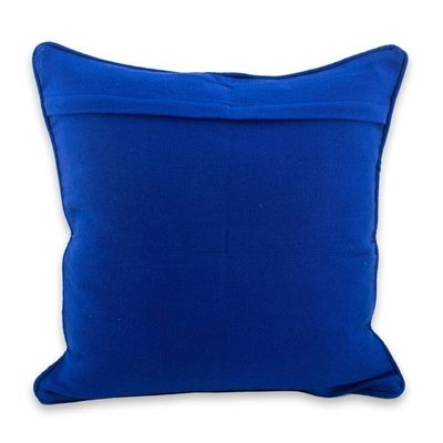 Alternate image for Blue Diamond Texture Maya Backstrap Handwoven Cushion Cover Sky Nuances