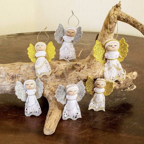 Alternate image for Handmade Angel Ornaments from Guatemala Set of 6 Lacy Angels