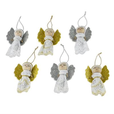 Alternate image for Handmade Angel Ornaments from Guatemala Set of 6 Lacy Angels