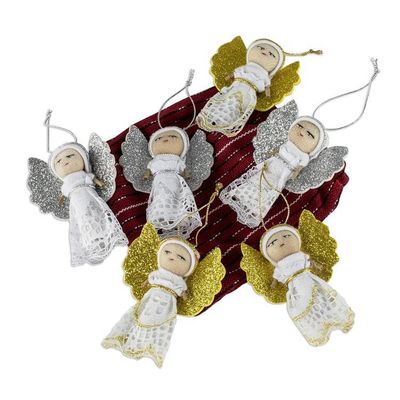 Alternate image for Handmade Angel Ornaments from Guatemala Set of 6 Lacy Angels