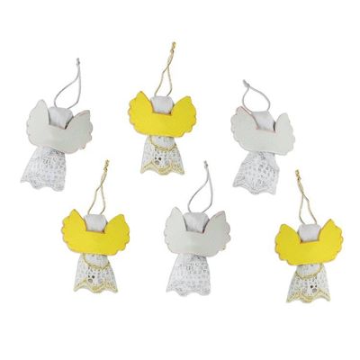 Alternate image for Handmade Angel Ornaments from Guatemala Set of 6 Lacy Angels