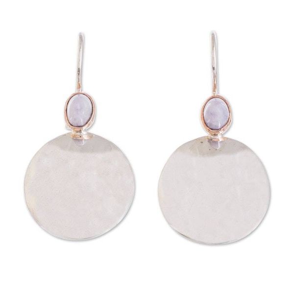 Alternate image for Shibuichi and Sterling Silver Lilac Jade Earrings Mixco Reflections