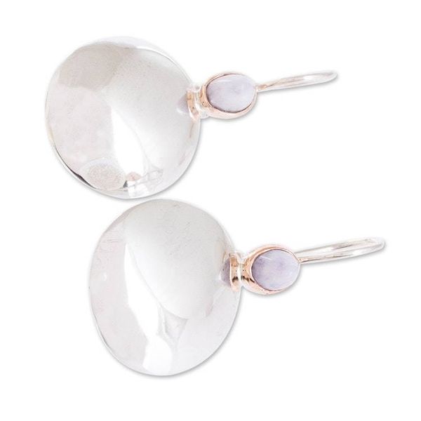 Alternate image for Shibuichi and Sterling Silver Lilac Jade Earrings Mixco Reflections