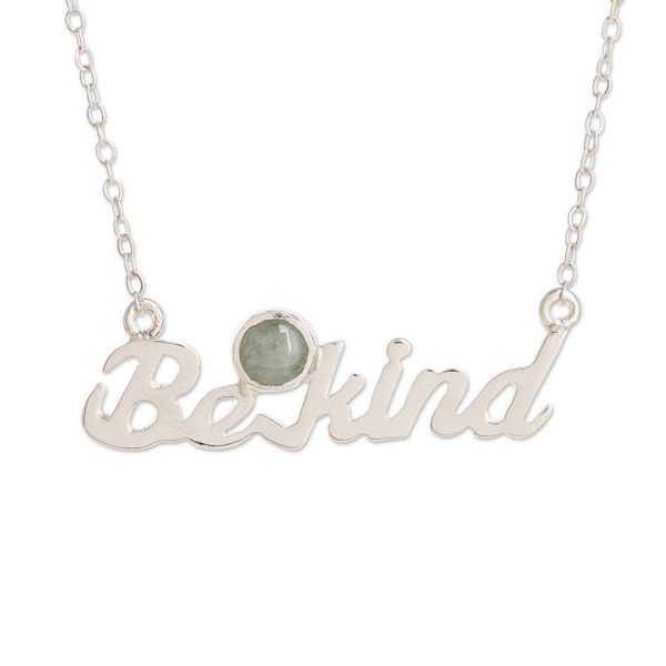 Alternate image for Kindness Themed Jade Necklace Being Kind