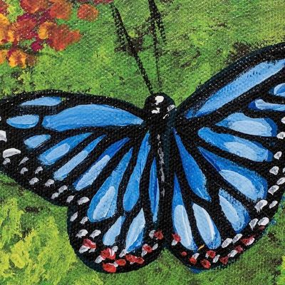Alternate image for Signed Unstretched Oil Impressionist Painting of Butterflies Butterflies