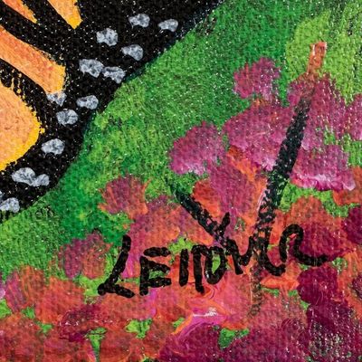 Alternate image for Signed Unstretched Oil Impressionist Painting of Butterflies Butterflies