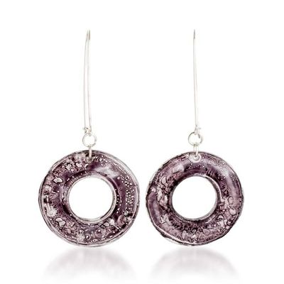 Alternate image for Eco-Friendly Modern Round Black Recycled CD Dangle Earrings Nocturnal Era