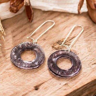 Alternate image for Eco-Friendly Modern Round Black Recycled CD Dangle Earrings Nocturnal Era