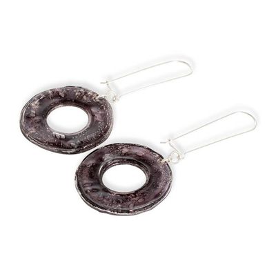 Alternate image for Eco-Friendly Modern Round Black Recycled CD Dangle Earrings Nocturnal Era