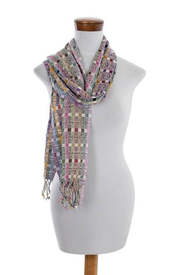 Alternate image for Backstrap Handwoven Pastel Cotton Scarf from Guatemala Pastel Gumdrops