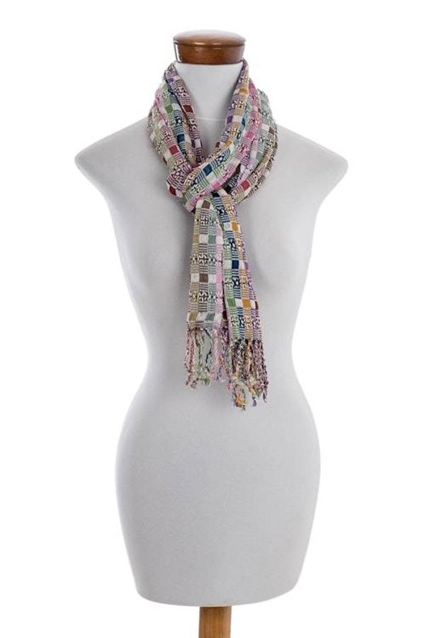 Alternate image for Backstrap Handwoven Pastel Cotton Scarf from Guatemala Pastel Gumdrops