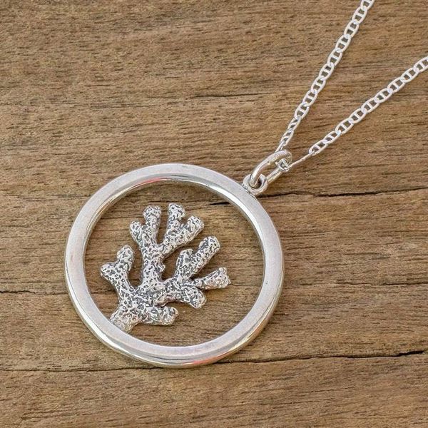 Alternate image for Coral-Themed Pendant Necklace from Guatemala Bottom of the Sea