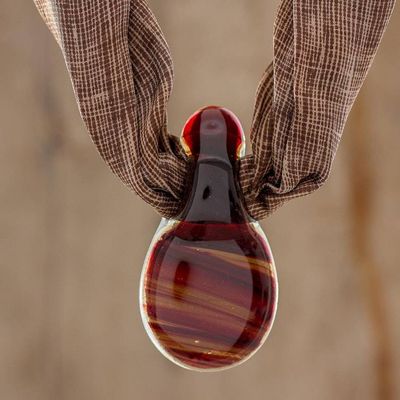 Primary image for Earthtones Art Glass Teardrop Pendant Silk Scarf Necklace Distant Terrain