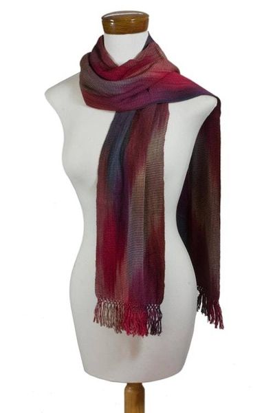 Alternate image for Handwoven Rayon Scarf from Central America Solola Fireworks