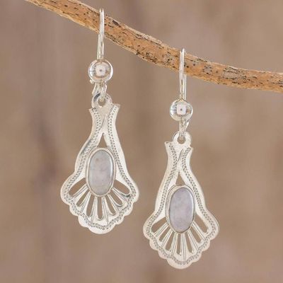 Alternate image for Artisan Crafted Sterling Silver Jade Dangle Earrings Lilac Peacock
