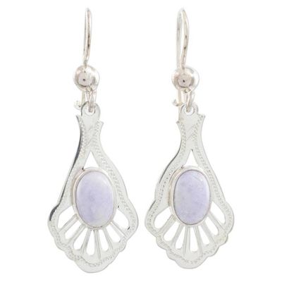 Alternate image for Artisan Crafted Sterling Silver Jade Dangle Earrings Lilac Peacock