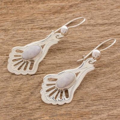 Alternate image for Artisan Crafted Sterling Silver Jade Dangle Earrings Lilac Peacock