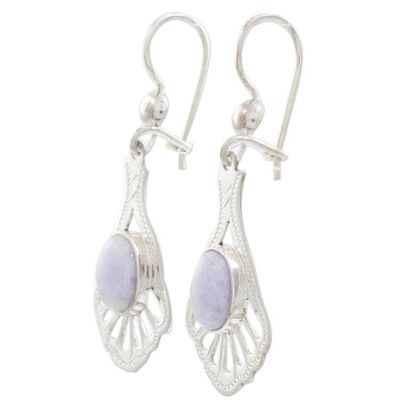 Alternate image for Artisan Crafted Sterling Silver Jade Dangle Earrings Lilac Peacock