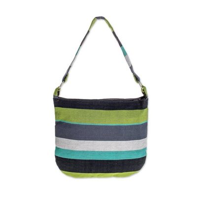 Alternate image for Handcrafted Cotton Shoulder Bag Lined Luscious Green