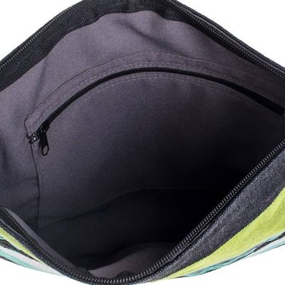 Alternate image for Handcrafted Cotton Shoulder Bag Lined Luscious Green
