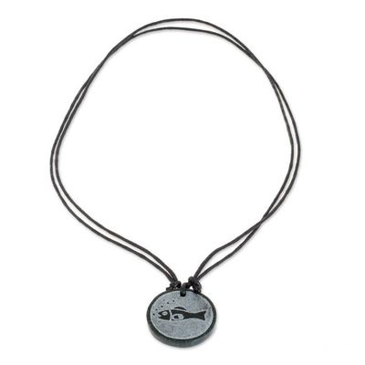 Alternate image for Fish-Themed Jade Medallion Pendant Necklace from Guatemala Mayan Fish