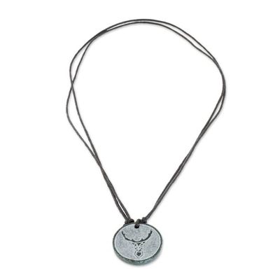 Alternate image for Deer-Themed Jade Medallion Pendant Necklace from Guatemala Mayan Deer