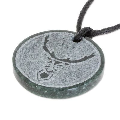 Alternate image for Deer-Themed Jade Medallion Pendant Necklace from Guatemala Mayan Deer
