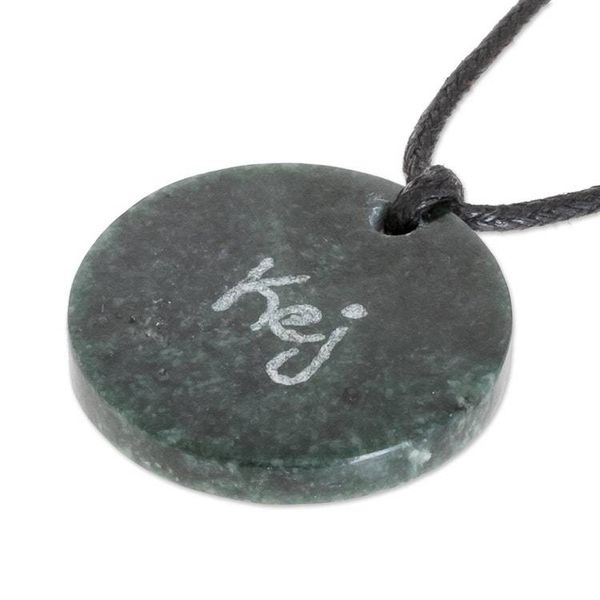 Alternate image for Deer-Themed Jade Medallion Pendant Necklace from Guatemala Mayan Deer