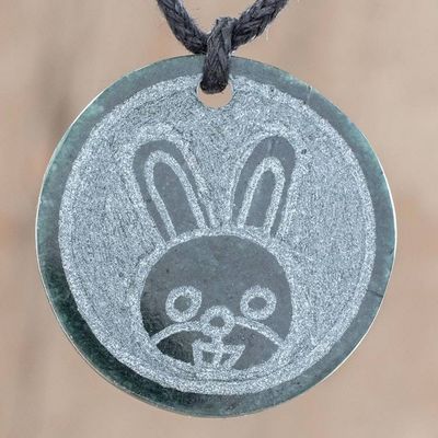 Alternate image for Jade Rabbit Pendant Necklace from Guatemala Qanil