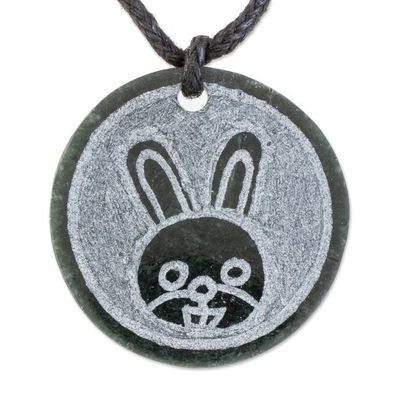 Alternate image for Jade Rabbit Pendant Necklace from Guatemala Qanil