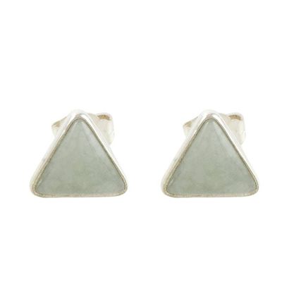 Alternate image for Jade and Sterling Silver Triangle Stud Earrings Triangle Allure