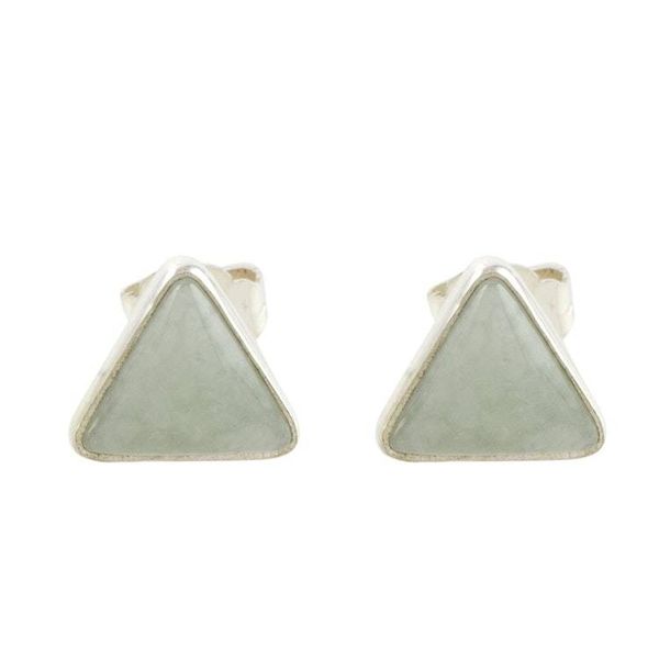 Alternate image for Jade and Sterling Silver Triangle Stud Earrings Triangle Allure