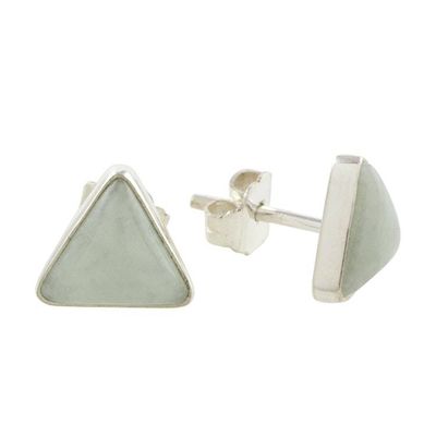 Alternate image for Jade and Sterling Silver Triangle Stud Earrings Triangle Allure