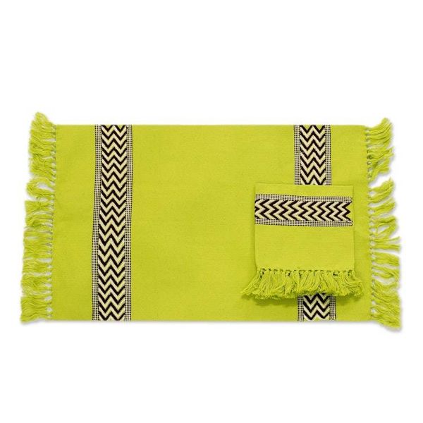 Alternate image for Unique Hand Woven Cotton Napkins and Placemats Set of 4 Lime Tree
