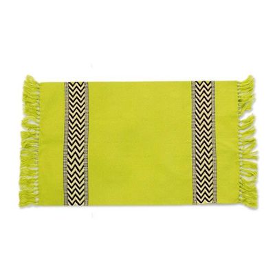 Alternate image for Unique Hand Woven Cotton Napkins and Placemats Set of 4 Lime Tree
