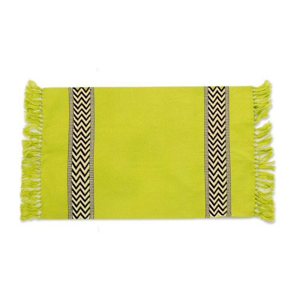 Alternate image for Unique Hand Woven Cotton Napkins and Placemats Set of 4 Lime Tree