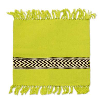 Alternate image for Unique Hand Woven Cotton Napkins and Placemats Set of 4 Lime Tree