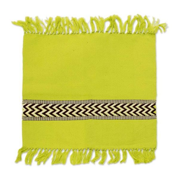 Alternate image for Unique Hand Woven Cotton Napkins and Placemats Set of 4 Lime Tree
