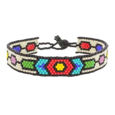 Alternate image for Handcrafted Multi-Color Geometric Beaded Wristband Bracelet Rainbow Chain