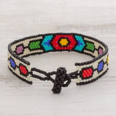 Alternate image for Handcrafted Multi-Color Geometric Beaded Wristband Bracelet Rainbow Chain