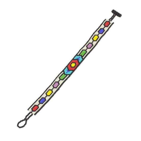 Alternate image for Handcrafted Multi-Color Geometric Beaded Wristband Bracelet Rainbow Chain