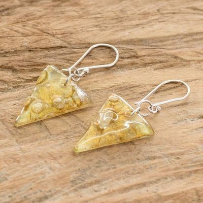 Alternate image for Golden Triangular Recycled CD Dangle Earrings from Guatemala Golden Triangles