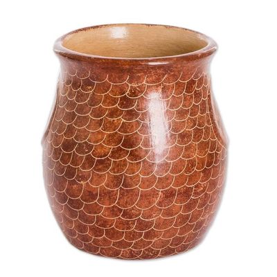 Alternate image for Handcrafted Ceramic Owl Vase Hand-Painted in Brown Tone Wise Spirit