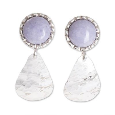 Alternate image for Lilac Jade and Silver Dangle Earrings from Guatemala Lilac Maya Textures