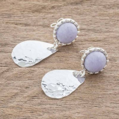 Alternate image for Lilac Jade and Silver Dangle Earrings from Guatemala Lilac Maya Textures
