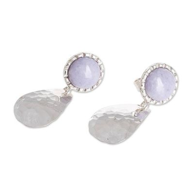 Alternate image for Lilac Jade and Silver Dangle Earrings from Guatemala Lilac Maya Textures