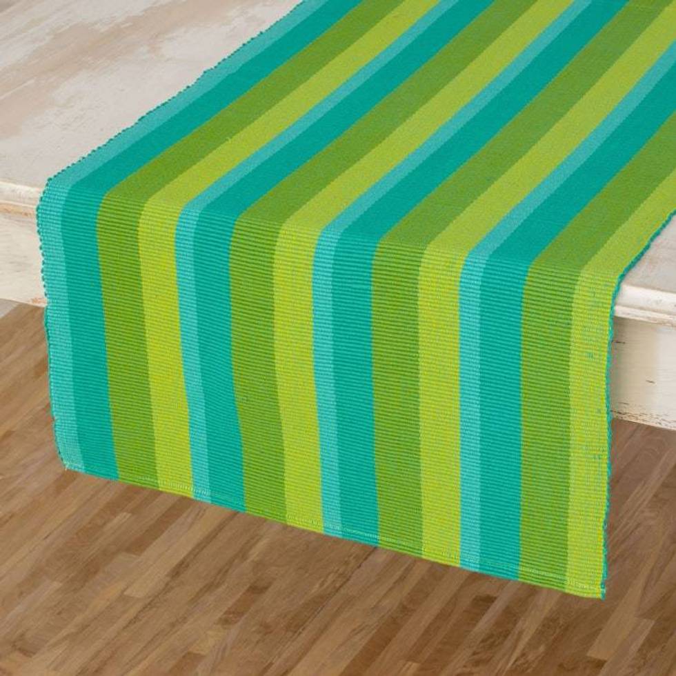 Hand Crafted Modern Cotton Table Runner 'Guatemala Spring'