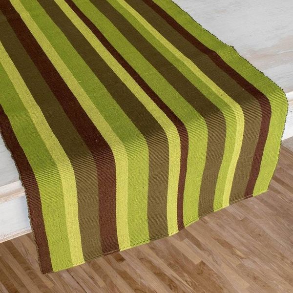 Alternate image for Green Hand Woven Cotton Table Runner Guatemala Summer