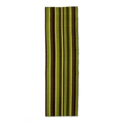 Alternate image for Green Hand Woven Cotton Table Runner Guatemala Summer