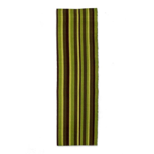 Alternate image for Green Hand Woven Cotton Table Runner Guatemala Summer